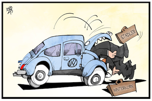 Cartoon: Volkswagen (medium) by Kostas Koufogiorgos tagged karikatur,koufogiorgos,illustration,cartoon,stadler,winterkorn,vw,volkswagen,käfer,manager,dieselgate,abgasskandal,karikatur,koufogiorgos,illustration,cartoon,stadler,winterkorn,vw,volkswagen,käfer,manager,dieselgate,abgasskandal