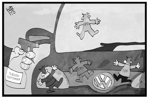 Cartoon: VW und die Politik (medium) by Kostas Koufogiorgos tagged karikatur,koufogiorgos,illustration,cartoon,vw,politik,fliegenentferner,auto,politiker,lobbyismus,volkswagen,wirtschaft,kumpanei,niedersachsen,karikatur,koufogiorgos,illustration,cartoon,vw,politik,fliegenentferner,auto,politiker,lobbyismus,volkswagen,wirtschaft,kumpanei,niedersachsen