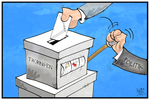 Cartoon: Wählerwille Thüringen (medium) by Kostas Koufogiorgos tagged karikatur,koufogiorgos,illustration,cartoon,politik,spiel,wähler,wahlurne,thueringen,wählerwille,demokratie,karikatur,koufogiorgos,illustration,cartoon,politik,spiel,wähler,wahlurne,thueringen,wählerwille,demokratie