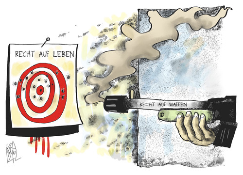 Cartoon: Waffenrecht (medium) by Kostas Koufogiorgos tagged waffen,recht,leben,zielscheibe,pistole,usa,amok,newtown,gewalt,karikatur,kostas,koufogiorgos,waffen,recht,leben,zielscheibe,pistole,usa,amok,newtown,gewalt,karikatur,kostas,koufogiorgos