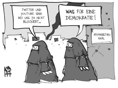 Cartoon: Wahl in Afghanistan (medium) by Kostas Koufogiorgos tagged karikatur,koufogiorgos,cartoon,illustration,afghanistan,demokratie,wahl,präsidentschaftswahl,frau,schleier,burka,twitter,youtube,zensur,politik,internet,freiheit,social,network,netzwerk,karikatur,koufogiorgos,cartoon,illustration,afghanistan,demokratie,wahl,präsidentschaftswahl,frau,schleier,burka,twitter,youtube,zensur,politik,internet,freiheit,social,network,netzwerk