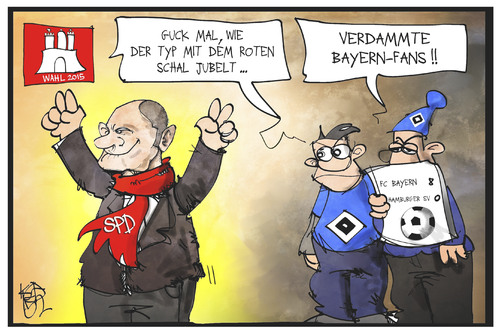 Cartoon: Wahl in Hamburg (medium) by Kostas Koufogiorgos tagged karikatur,koufogiorgos,illustration,cartoon,hamburg,spd,rote,hsv,bayern,münchen,fussball,wahl,bürgerschaft,scholz,bürgermeister,politik,karikatur,koufogiorgos,illustration,cartoon,hamburg,spd,rote,hsv,bayern,münchen,fussball,wahl,bürgerschaft,scholz,bürgermeister,politik