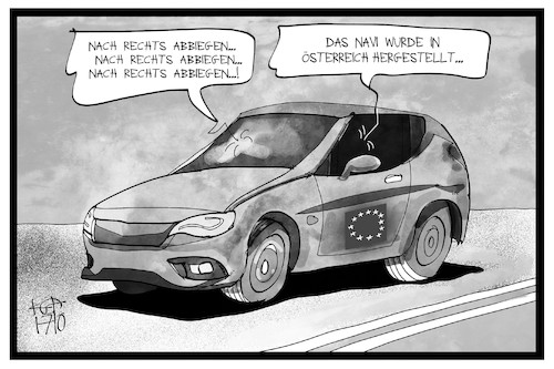 Cartoon: Wahl in Österreich (medium) by Kostas Koufogiorgos tagged karikatur,koufogiorgos,illustration,cartoon,oesterreich,europa,wahl,nationalratswahl,auto,navi,gps,rechts,richtung,populismus,demokratie,karikatur,koufogiorgos,illustration,cartoon,oesterreich,europa,wahl,nationalratswahl,auto,navi,gps,rechts,richtung,populismus,demokratie