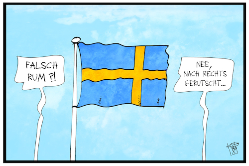 Cartoon: Wahl in Schweden (medium) by Kostas Koufogiorgos tagged karikatur,koufogiorgos,illustration,cartoon,schweden,wahl,fahne,flagge,rechtsruck,populismus,partei,politik,rechtspopulismus,karikatur,koufogiorgos,illustration,cartoon,schweden,wahl,fahne,flagge,rechtsruck,populismus,partei,politik,rechtspopulismus