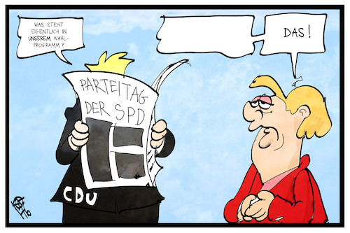 Cartoon: Wahlprogramme (medium) by Kostas Koufogiorgos tagged karikatur,koufogiorgos,illustration,cartoon,spd,cdu,wahlprogramm,merkel,partei,bundestagswahl,wahlkampf,zeitung,karikatur,koufogiorgos,illustration,cartoon,spd,cdu,wahlprogramm,merkel,partei,bundestagswahl,wahlkampf,zeitung