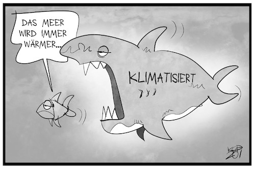 Cartoon: Warme Ozeane (medium) by Kostas Koufogiorgos tagged kartikatur,koufogiorgos,illustration,cartoon,ozean,erderwaermung,wasser,meer,fisch,klimaanlage,umwelt,kartikatur,koufogiorgos,illustration,cartoon,ozean,erderwaermung,wasser,meer,fisch,klimaanlage,umwelt