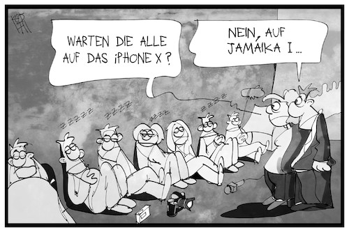 Cartoon: Warten auf Jamaika (medium) by Kostas Koufogiorgos tagged karikatur,koufogiorgos,illustration,cartoon,jamaika,iphone,warten,schlange,sondierung,politik,verhandlung,demokratie,karikatur,koufogiorgos,illustration,cartoon,jamaika,iphone,warten,schlange,sondierung,politik,verhandlung,demokratie