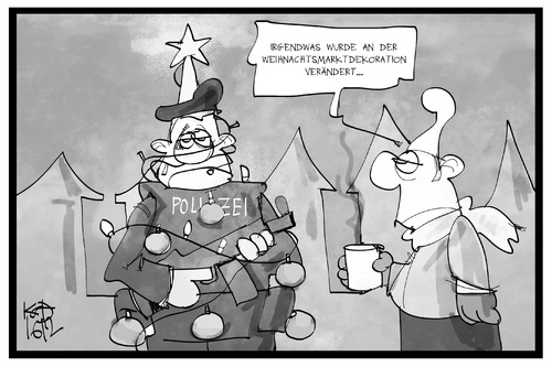 Cartoon: Weihnachtsmarkt 2016 (medium) by Kostas Koufogiorgos tagged karikatur,koufogiorgos,illustration,cartoon,sicherheit,polizist,dekoration,tarnung,michel,terrorismus,weihnachtsmarkt,karikatur,koufogiorgos,illustration,cartoon,sicherheit,polizist,dekoration,tarnung,michel,terrorismus,weihnachtsmarkt