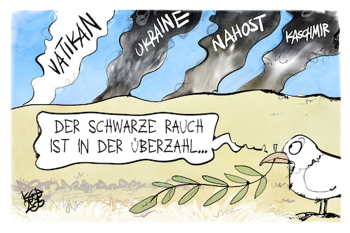 Cartoon: Weißer und schwarzer Rauch (medium) by Kostas Koufogiorgos tagged karikatur,koufogiorgos,rauch,papst,vatikan,ukraine,kaschmir,nahost,karikatur,koufogiorgos,rauch,papst,vatikan,ukraine,kaschmir,nahost