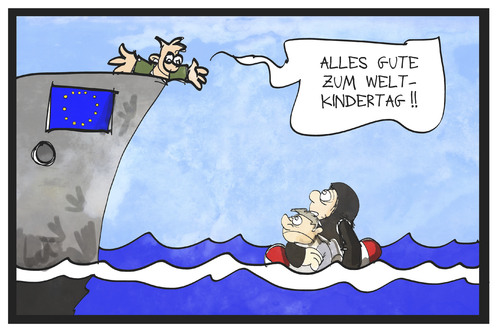 Cartoon: Weltkindertag (medium) by Kostas Koufogiorgos tagged karikatur,koufogiorgos,illustration,cartoon,weltkindertag,schiff,flüchtling,rettung,kind,mutter,familie,karikatur,koufogiorgos,illustration,cartoon,weltkindertag,schiff,flüchtling,rettung,kind,mutter,familie