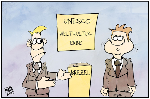 Cartoon: Weltkulturerbe Brezel (medium) by Kostas Koufogiorgos tagged karikatur,koufogiorgos,brezel,unesco,lebensmittel,backwerk,schwaben,bayern,essen,karikatur,koufogiorgos,brezel,unesco,lebensmittel,backwerk,schwaben,bayern,essen