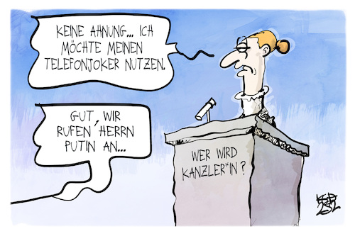 Cartoon: Wer wird Kanzlerin? (medium) by Kostas Koufogiorgos tagged karikatur,koufogiorgos,kanzlerin,quiz,show,putin,weidel,afd,karikatur,koufogiorgos,kanzlerin,quiz,show,putin,weidel,afd