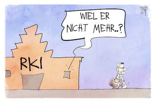 Cartoon: Wieler verlässt das RKI (medium) by Kostas Koufogiorgos tagged karikatur,koufogiorgos,wieler,rki,robert,koch,institut,karikatur,koufogiorgos,wieler,rki,robert,koch,institut