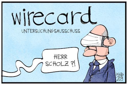 Cartoon: Wirecard-Untersuchungsausschuss (medium) by Kostas Koufogiorgos tagged karikatur,koufogiorgos,illustration,cartoon,wirecard,scholz,maske,blinf,untersuchungsausschuss,wirtschaft,skandal,aufarbeitung,betrug,dax,börse,unternehmen,finanzminister,politik,karikatur,koufogiorgos,illustration,cartoon,wirecard,scholz,maske,blinf,untersuchungsausschuss,wirtschaft,skandal,aufarbeitung,betrug,dax,börse,unternehmen,finanzminister,politik