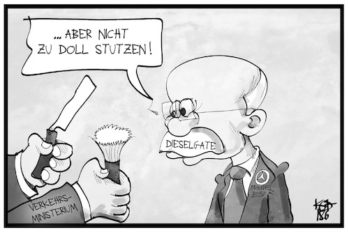 Cartoon: Zetsche zum Rapport (medium) by Kostas Koufogiorgos tagged karikatur,koufogiorgos,illustration,cartoon,zetsche,daimler,mercedes,dieselgate,verkehrsminister,scheuer,verkehrsministerium,automobilindustrie,abgas,skandal,karikatur,koufogiorgos,illustration,cartoon,zetsche,daimler,mercedes,dieselgate,verkehrsminister,scheuer,verkehrsministerium,automobilindustrie,abgas,skandal