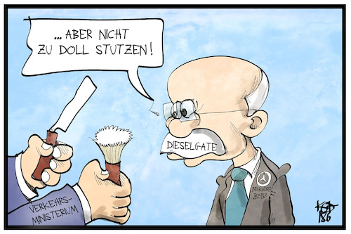 Cartoon: Zetsche zum Rapport (medium) by Kostas Koufogiorgos tagged karikatur,koufogiorgos,illustration,cartoon,zetsche,daimler,mercedes,dieselgate,verkehrsminister,scheuer,verkehrsministerium,automobilindustrie,abgas,skandal,karikatur,koufogiorgos,illustration,cartoon,zetsche,daimler,mercedes,dieselgate,verkehrsminister,scheuer,verkehrsministerium,automobilindustrie,abgas,skandal