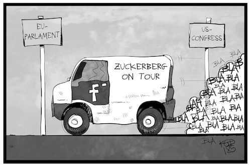 Cartoon: Zuckerberg on Tour (medium) by Kostas Koufogiorgos tagged karikatur,koufogiorgos,illustration,cartoon,zuckerberg,tour,eu,usa,parlament,congress,cambridge,analytica,social,media,datenschutz,user,verbraucher,karikatur,koufogiorgos,illustration,cartoon,zuckerberg,tour,eu,usa,parlament,congress,cambridge,analytica,social,media,datenschutz,user,verbraucher