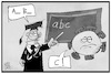 Cartoon: A B Corona (small) by Kostas Koufogiorgos tagged karikatur,koufogiorgos,illustration,cartoon,corona,schule,schuloeffnung,lehrer,abc,pandemie,virus,bildung,tafel