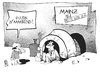 Cartoon: Am Mainzer Hbf. (small) by Kostas Koufogiorgos tagged mainz,bahn,db,mainzelmännchen,passagier,karikatur,koufogiorgos