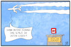 Cartoon: Bahnpreise (small) by Kostas Koufogiorgos tagged karikatur,koufogiorgos,illustration,cartoon,bahn,bahnpreis,flugzeig,reisende,verkehr,tourismus,mobilität,billig,teuer,wirtschaft,klimapaket