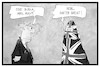 Cartoon: Brexit (small) by Kostas Koufogiorgos tagged karikatur,koufogiorgos,illustration,cartoon,brexit,may,grossbritannien,burka,radikal,flagge,fahne,union,jack,premierminsterin,politik,europa,abschottung