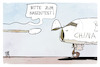 Cartoon: China (small) by Kostas Koufogiorgos tagged karikatur,koufogiorgos,china,kontrolle,flugzeug,corona,test,nase