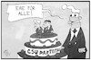 Cartoon: CSU-Parteitag (small) by Kostas Koufogiorgos tagged karikatur,koufogiorgos,illustration,cartoon,csu,parteitag,partei,seehofer,soeder,ehe,hochzeitstorte,führung,doppelspitze,michel,bayern