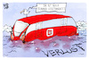 Cartoon: Die Bahn fährt Verluste ein (small) by Kostas Koufogiorgos tagged karikatur,koufogiorgos,bahn,gestrandet,verlust,db