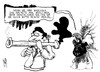 Cartoon: Draghis Bazooka (small) by Kostas Koufogiorgos tagged draghi,bazooka,merkel,anleihen,bonds,wirtschaft,europa,ezb,euro,schulden,krise,waffe,geld,karikatur,kostas,koufogiorgos