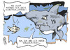 Cartoon: EU-Bankenaufsicht (small) by Kostas Koufogiorgos tagged eu,europa,banken,aufsicht,kontrolle,euro,fisch,hai,wirtschaft,karikatur,kostas,koufogiorgos