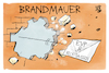 Cartoon: EU-Brandmauer (small) by Kostas Koufogiorgos tagged karikatur,koufogiorgos,brandmauer,eu,evp,afd,rechtsextremismus,nachricht