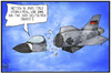 Cartoon: Eurofighter (small) by Kostas Koufogiorgos tagged karikatur,koufogiorgos,illustration,cartoon,eurofighter,einheit,rumpf,riss,bruch,bundeswehr,flugzeug,schaden,politik,militär