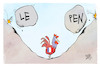 Cartoon: Frankreich (small) by Kostas Koufogiorgos tagged karikatur,koufogiorgos,frankreich,le,pen,hahn,gallisch,rn,fels