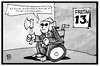 Cartoon: Freitag der 13. (small) by Kostas Koufogiorgos tagged karikatur,koufogiorgos,illustration,cartoon,steuererklärung,schäuble,jason,freitag,13,film,datum,unglück,pech,finanzminister