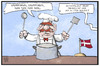 Cartoon: Frikadellenkrieg (small) by Kostas Koufogiorgos tagged karikatur,koufogiorgos,cartoon,illustration,daenemark,muppets,frikadellen,koch,schweinefleisch,muslime,essen,flüchtlinge,frikadellenkrieg