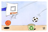 Cartoon: Fuß- und Basketball (small) by Kostas Koufogiorgos tagged karikatur,koufogiorgos,fußball,basketball,sieg,niederlage,sport,ballsport,müll,korb