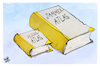 Cartoon: Glücksatlas vs. Jammeratlas (small) by Kostas Koufogiorgos tagged karikatur,koufogiorgos,jammeratlas,glücksatlas,buch,dick,dünn,zufriedenheit,studie