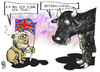 Cartoon: Großbritannien und Europa (small) by Kostas Koufogiorgos tagged großbritannien,england,europa,stier,löwe,könig,eu,karikatur,kostas,koufogiorgos