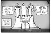 Cartoon: Grünen-Parteitag (small) by Kostas Koufogiorgos tagged koufogiorgos,karikatur,cartoon,illustration,hamburg,grüne,parteitag,burg,flügel,selbstfindung,partei,politik