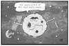 Cartoon: Handelskrieg auf dem Mond (small) by Kostas Koufogiorgos tagged karikatur,koufogiorgos,illustration,cartoon,handelskrieg,mond,usa,china,mondlandung,fahne,flagge,change,sonde,raumfahrt