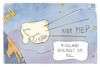 Cartoon: ISS (small) by Kostas Koufogiorgos tagged karikatur,koufogiorgos,russland,iss,raumstation,raumfahrt,putnik