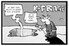 Cartoon: K-Frage (small) by Kostas Koufogiorgos tagged karikatur,koufogiorgos,illustration,cartoon,kfrage,kanzler,kandidat,spd,umfragetief,reporter,journalist,gabriel,partei,interview