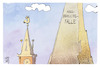 Cartoon: Missbrauch in der Kirche (small) by Kostas Koufogiorgos tagged karikatur,koufogiorgos,missbrauch,kirche,berg,gipfel,kirchturm