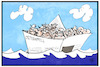 Cartoon: Osterappell (small) by Kostas Koufogiorgos tagged karikatur,koufogiorgos,illustration,cartoon,osterappell,flüchtlinge,mittelmeer,seenot,rettung,bundestag,abgeordnete