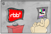 Cartoon: rbb-Krise (small) by Kostas Koufogiorgos tagged karikatur,koufogiorgos,rbb,ard,fernsehen,krise,zuschauer,störbild