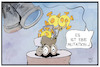 Cartoon: SarsCov2-Mutation (small) by Kostas Koufogiorgos tagged karikatur,koufogiorgos,illustration,cartoon,corona,covid,virus,mutation,genetik,entwicklung,geburt,eltern,kind,pandemie,gesundheit,sarscov2