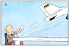 Cartoon: Scholz bei Putin (small) by Kostas Koufogiorgos tagged karikatur,koufogiorgos,illustration,cartoon,scholz,putin,flugzeug,landebahn,tisch,russland,deutschland