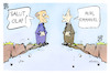 Cartoon: Scholz und Macron (small) by Kostas Koufogiorgos tagged karikatur,koufogiorgos,scholz,macron,abgrund,frankreich,deutschland,klausur