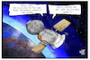 Cartoon: Sojus-Start (small) by Kostas Koufogiorgos tagged karikatur,koufogiorgos,illustration,cartoon,sojus,start,iss,astro,alex,raumfahrt,bahn,reise,verspätung,astronaut,weltall