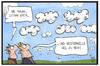 Cartoon: Späth und Westerwelle (small) by Kostas Koufogiorgos tagged karikatur,koufogiorgos,illustration,cartoon,westerwelle,späth,himmel,wolken,tod,krebs,leukämie,politiker,trauer,nachruf,krankheit
